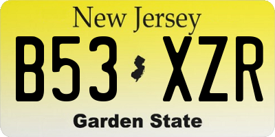 NJ license plate B53XZR