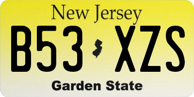NJ license plate B53XZS