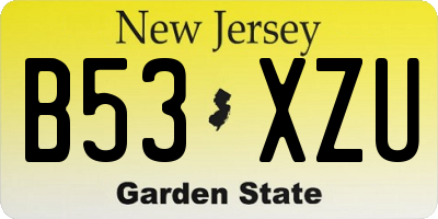 NJ license plate B53XZU