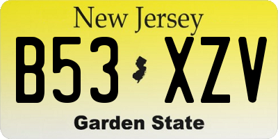 NJ license plate B53XZV