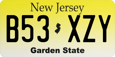 NJ license plate B53XZY