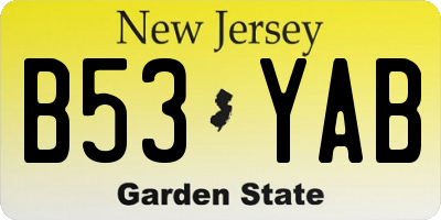 NJ license plate B53YAB