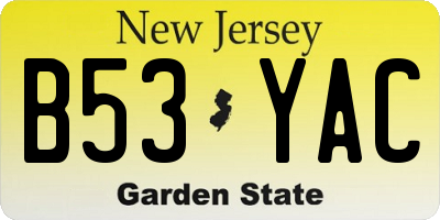 NJ license plate B53YAC