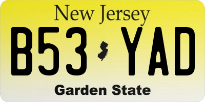 NJ license plate B53YAD