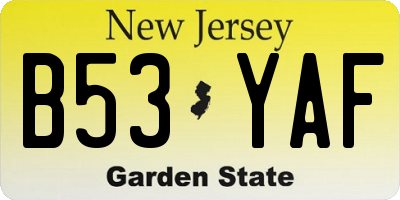 NJ license plate B53YAF