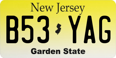 NJ license plate B53YAG