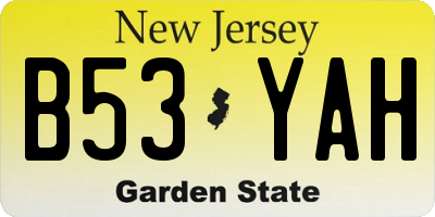 NJ license plate B53YAH