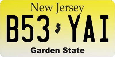 NJ license plate B53YAI