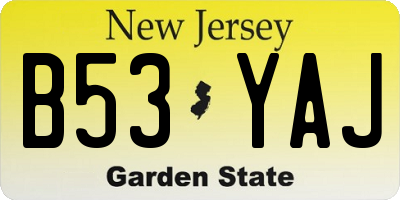NJ license plate B53YAJ