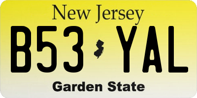 NJ license plate B53YAL