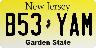 NJ license plate B53YAM