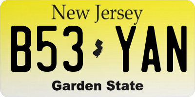 NJ license plate B53YAN