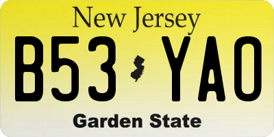 NJ license plate B53YAO