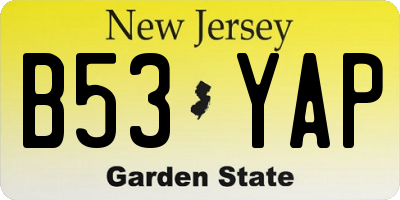 NJ license plate B53YAP