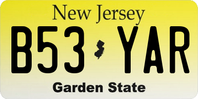 NJ license plate B53YAR