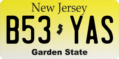 NJ license plate B53YAS