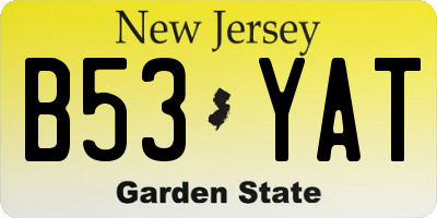 NJ license plate B53YAT