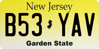 NJ license plate B53YAV