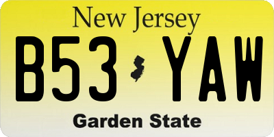 NJ license plate B53YAW