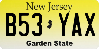 NJ license plate B53YAX
