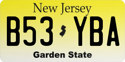 NJ license plate B53YBA