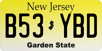 NJ license plate B53YBD