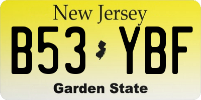 NJ license plate B53YBF