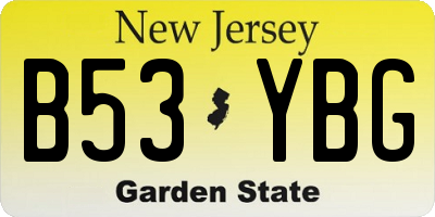 NJ license plate B53YBG