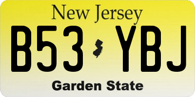 NJ license plate B53YBJ