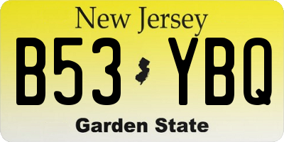 NJ license plate B53YBQ