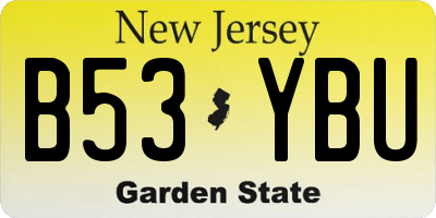 NJ license plate B53YBU