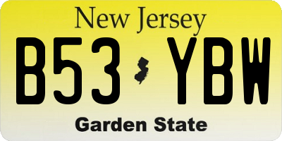 NJ license plate B53YBW