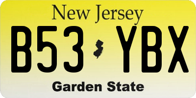 NJ license plate B53YBX