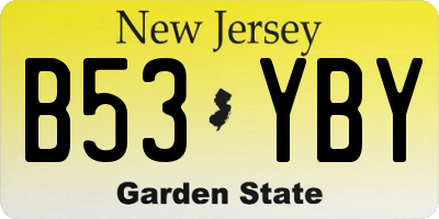 NJ license plate B53YBY