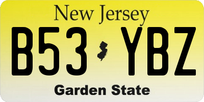 NJ license plate B53YBZ