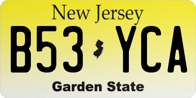 NJ license plate B53YCA