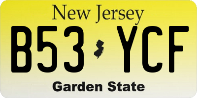 NJ license plate B53YCF
