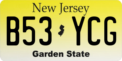 NJ license plate B53YCG