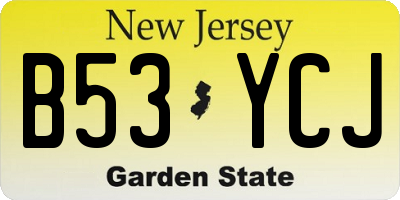 NJ license plate B53YCJ