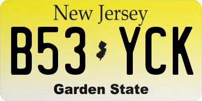 NJ license plate B53YCK