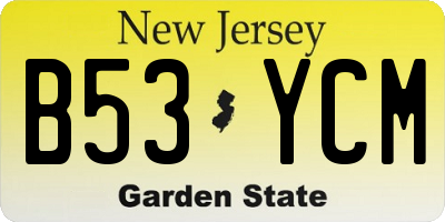 NJ license plate B53YCM
