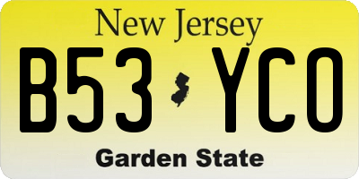 NJ license plate B53YCO