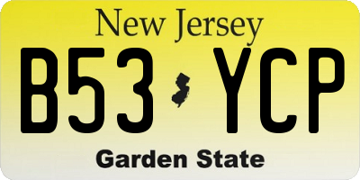 NJ license plate B53YCP