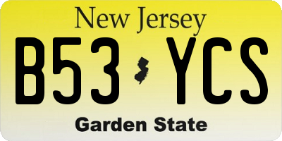 NJ license plate B53YCS