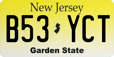 NJ license plate B53YCT