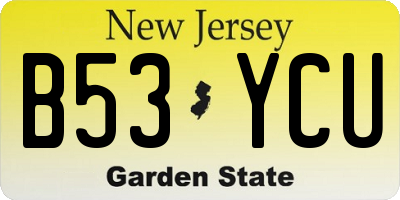 NJ license plate B53YCU