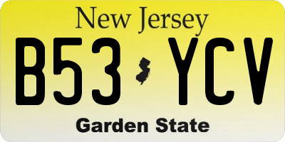 NJ license plate B53YCV