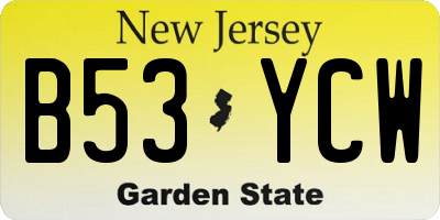 NJ license plate B53YCW