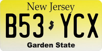 NJ license plate B53YCX