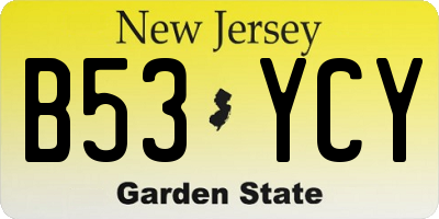 NJ license plate B53YCY